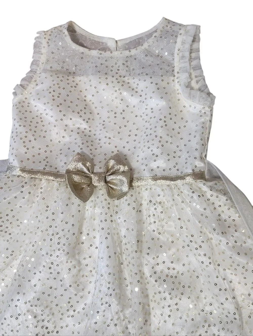 Jona Michelle Dress Size 6 Ivory Gold Sleeveless Full Long Flower Girl
